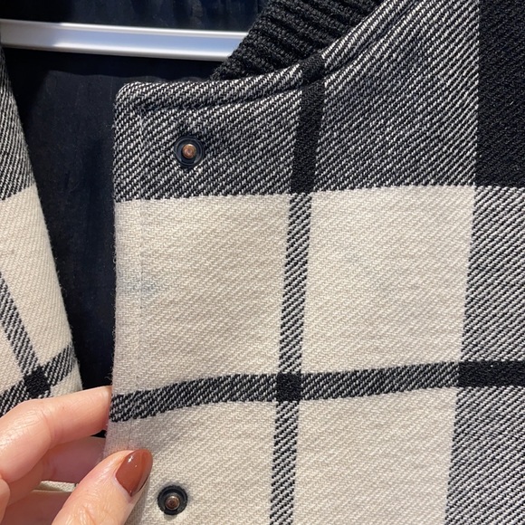 SANDRO Paris plaid wool coat with leather arms - Picture 10 of 15